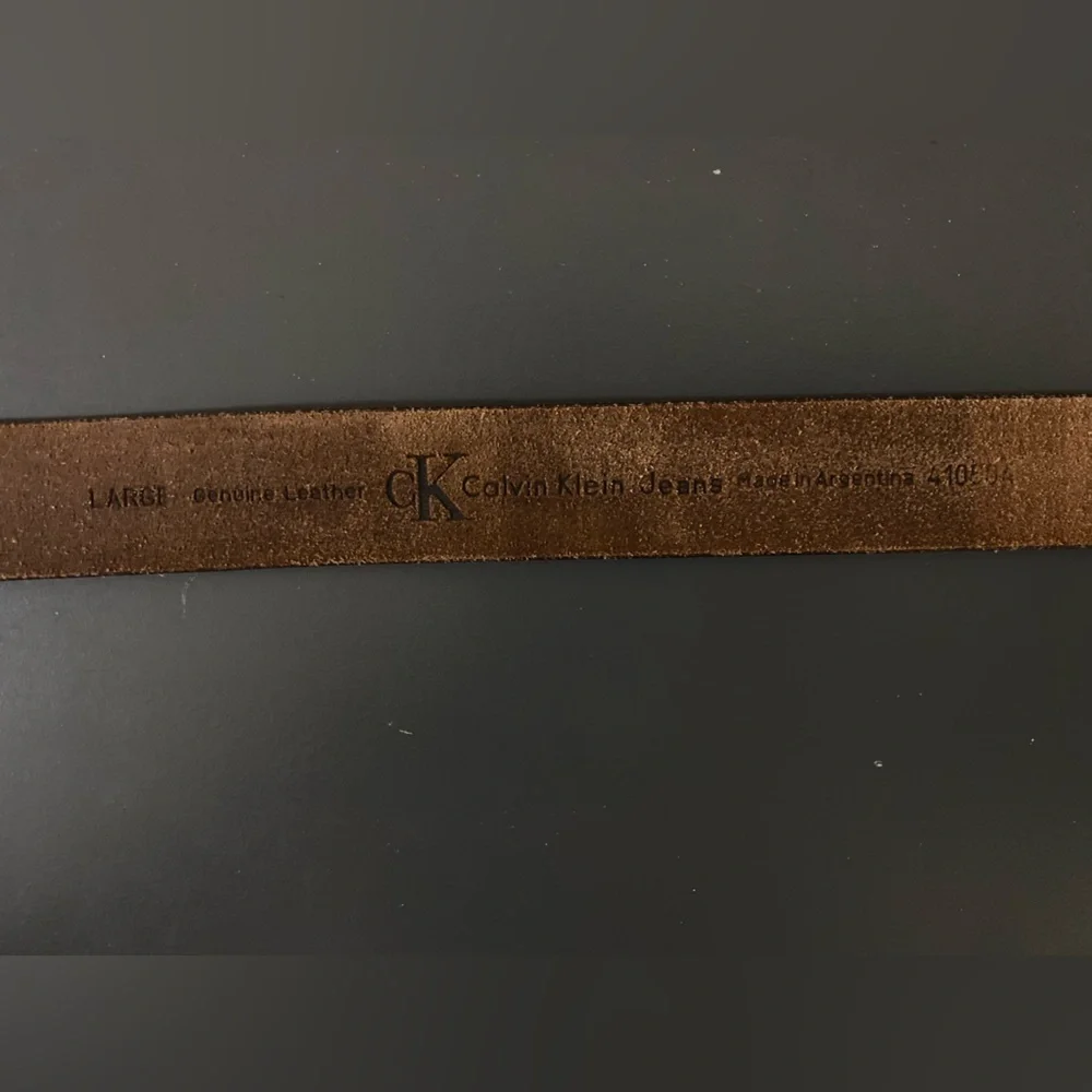 Vintage Calvin Klein Brown Leather Belt Men Size Large Made In Argentina